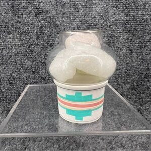 Hand Painted TESA by Maack Co Mini Pottery Hurricane Lamp & Glass Globe 2.5”